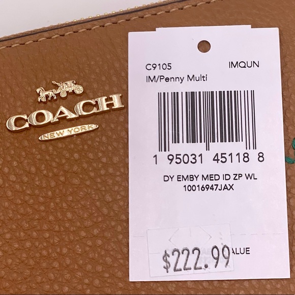 Coach Medium Id Zip Wallet With Diary Embroidery - Picture 12 of 12